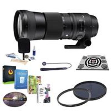 image of Sigma 150-600mm F5-6.3 DG OS HSM "Contemporary" Lens for Canon EOS - Bundle with LensAlign MkII Focus Calibration System, 95mm UV/CPL Filters, Cleaning Kit, Lenscap Leash II, Pro Software Package with sku:sg150600ccaa-adorama