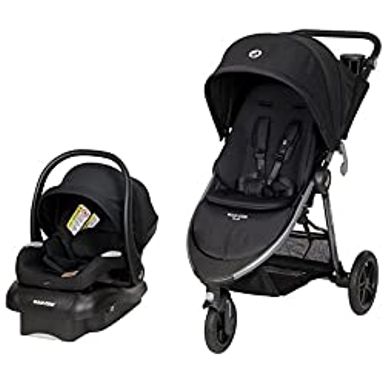 image of Maxi-Cosi Gia XP Luxe 3-Wheel Travel System, Nimble 3-Wheel maneuverability with All-Terrain Tires and Front-Wheel Suspension, Midnight Black with sku:b0brt8q6bl-amazon