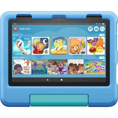 image of Amazon - Fire HD 8 Kids – Ages 3-7 (2022) 8" HD Tablet 32 GB with Wi-Fi - Blue with sku:bb22104813-bestbuy