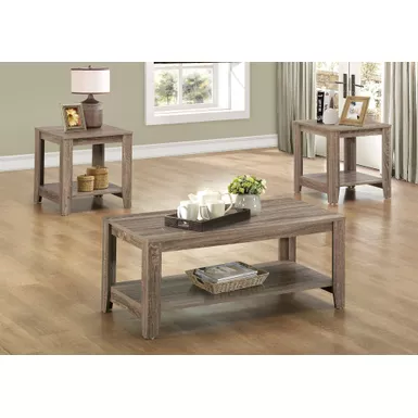image of Table Set/ 3pcs Set/ Coffee/ End/ Side/ Accent/ Living Room/ Laminate/ Brown/ Transitional with sku:i-7914p-monarch