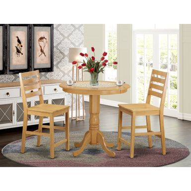 image of Solid Wood 3-piece Counter-height Dining Table Set - A Table and Kitchen Chairs - Natural Oak Finish (Seat's Type Options) - JACF3-OAK-W with sku:sbtrqao544atp8aqu0466astd8mu7mbs-overstock