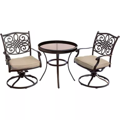 image of Traditions 3pc: 2 Swivel Rockers, 30" Round Glass Top Table with sku:traddn3pcswg-almo