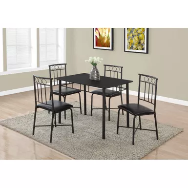 image of Dining Table Set/ 5pcs Set/ Small/ 40" Rectangular/ Kitchen/ Metal/ Laminate/ Black/ Contemporary/ Modern with sku:i-1018-monarch