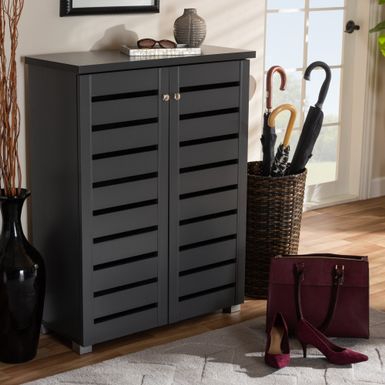 image of Contemporary Shoe Storage Cabinet - Dark Gray - No Drawers with sku:x5rgawjivt9mmjuiw1br1gstd8mu7mbs-overstock