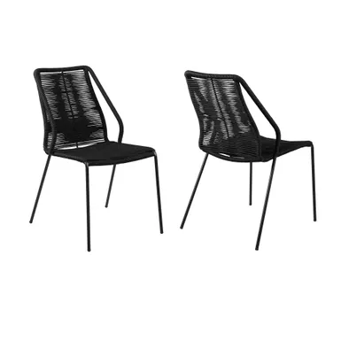image of Clip Indoor Outdoor Stackable Steel Dining Chair with Black Rope - Set of 2 with sku:ywgrtxcncn6dprus3yl6uastd8mu7mbs-overstock