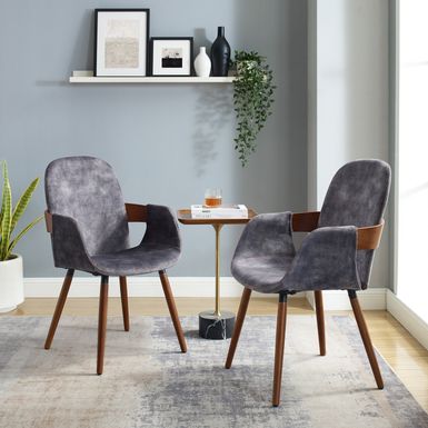 image of Corvus Skylar Upholstered Accent Side Chairs with Bamboo Legs (Set of 2) - Dark Grey with sku:fuacifwr-nsoqstcvrmttgstd8mu7mbs-overstock