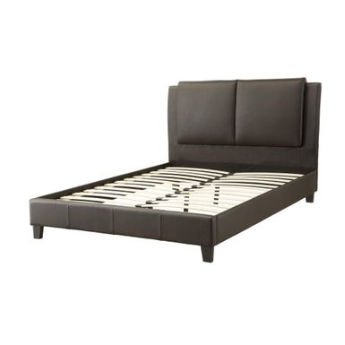 image of Elegant Wooden E.King Bed with PU Head Board, Brown with sku:opqhriqihicewuaj0ruhxastd8mu7mbs-overstock
