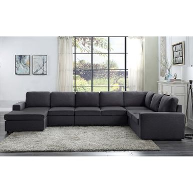 image of Copper Grove Palaiseau Dark Grey Linen Modular Sectional Sofa Set - Sets with sku:abxkhlw_7xvc2uud1veydwstd8mu7mbs-overstock