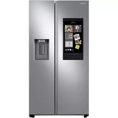 image of Samsung - 26.7 cu. ft. Side-by-Side Smart Refrigerator with 21.5" Touch-Screen Family Hub - Stainless Steel with sku:bb21471841-bestbuy