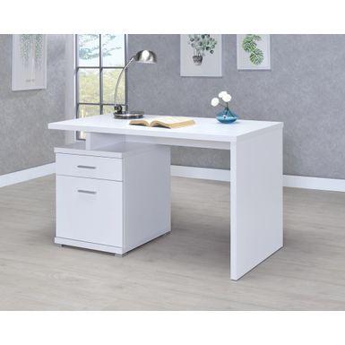 image of Irving 2-drawer Office Desk with Cabinet White with sku:udrikjn-cjhkgv9n69x3gwstd8mu7mbs-overstock