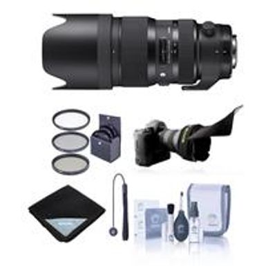 image of Sigma 50-100mm f/1.8 DC HSM Art Lens for Canon EF - Bundle with 82mm Filter Kit, Flex Lens Shade, Lens Wrap (19x19), Cleaning Kit, Cap Leash with sku:sg50100oeosa-adorama
