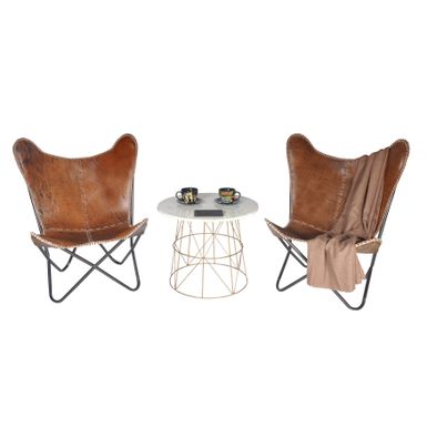 image of Carbon Loft Larkin Rustic Brown Leather Butterfly Chair - Brown with sku:xaeb8dzbdnv-vbnz-5l_yqstd8mu7mbs-overstock