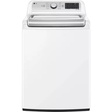 image of LG - 5.3 Cu. Ft. High-Efficiency Smart Top Load Washer with 4-Way Agitator and TurboWash3D - White with sku:wt7405cw-electronicexpress