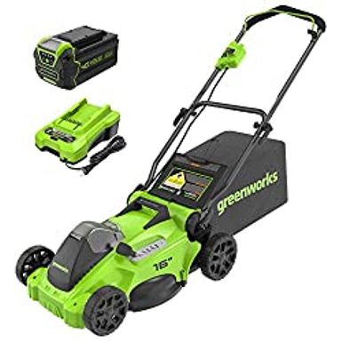 image of Greenworks 40V 16inch Brushless Cordless Lawn Mower, 4.0Ah Battery and Charger Included with sku:b0bntcjzd1-amazon