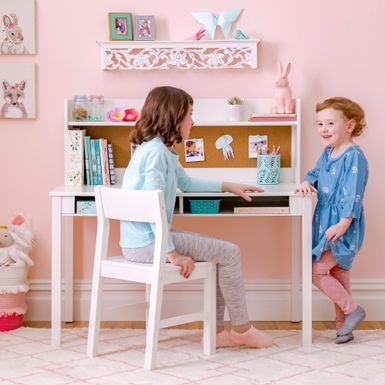 image of Martha Stewart Kid's Desk with Hutch and Chair - White with sku:xvpxxnufzjejlnpt07zzvgstd8mu7mbs-overstock