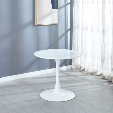 image of Nestfair White Dining Table with Metal Leg - White with sku:nauuvpeqzqor89bmtvwerwstd8mu7mbs-overstock