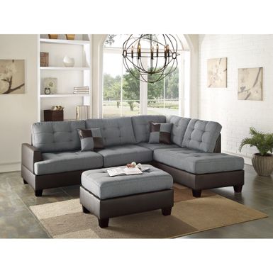 image of 3 Piece Sectional Sofa with Ottoman - Grey with sku:p1kamgdawluglawlarijtqstd8mu7mbs-overstock
