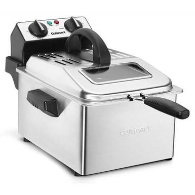 image of Cuisinart 4-quart Stainless Steel Deep Fryer with sku:cdf200p1-electronicexpress
