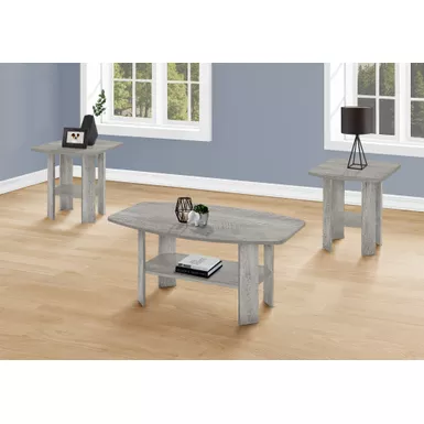 image of Table Set/ 3pcs Set/ Coffee/ End/ Side/ Accent/ Living Room/ Laminate/ Grey/ Transitional with sku:i-7870p-monarch