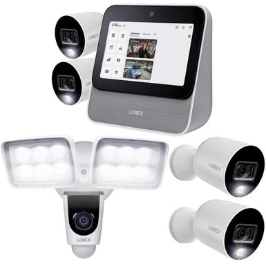 image of Lorex Security System, Home Center and 4x 1080p Indoor/Outdoor Wi-Fi Color Night Vision Cameras with V261LCD-E 2MP 1080p 2-Way Audio Outdoor Wi-Fi Floodlight Camera with sku:lrxl871tc2ef-adorama