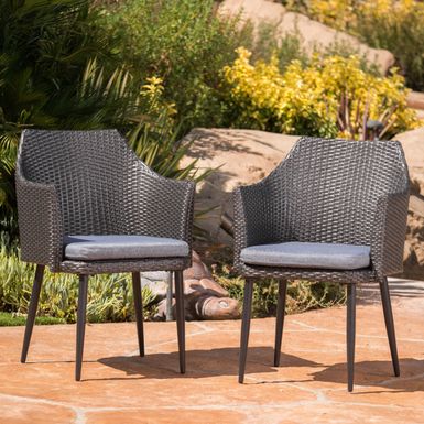image of Iona Outdoor Wicker Dining Chair with Cushion (Set of 2) by Christopher Knight Home - Brown with sku:mchp6mt9zzpq6puitiffjgstd8mu7mbs-overstock