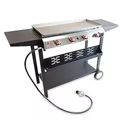 image of Gas One Flat Top Grill with 4 Burners - Premium Propane Grill with Outdoor Grill Cart - Stainless Steel Auto Ignition Camping Grill Outdoor Griddle - Easy Cleaning Grills Outdoor Cooking Propane with sku:b0ccwzl9rl-amazon