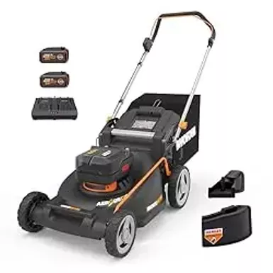 image of Worx Nitro 40V 21" Push Lawn Mower w/Aerodeck & IntelliCut, Brushless Battery Lawn Mower Up to 1/2 Acre, Cordless Lawn Mower w/ 7-Position Height Adjustment WG752 - Batteries & Charger Included with sku:b0czrjwvjj-amazon