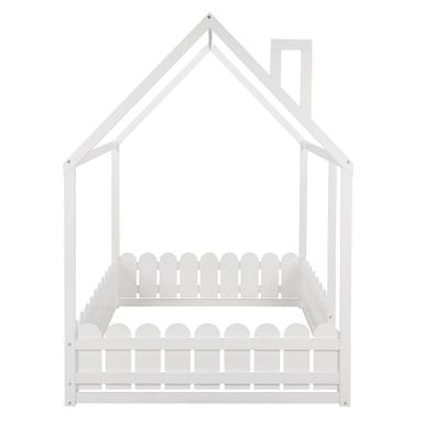 Rent To Own Nestfair Full Size Wood House Bed Frame With Fence Grey