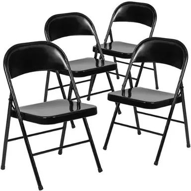 image of Flash Furniture - Hercules Series Double Braced Metal Folding Chair (set of 4) - Black with sku:bb22142421-bestbuy
