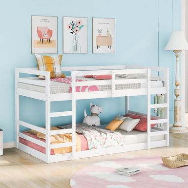 image of Merax Twin Over Twin/Full Over Full Bunk Bed with 2 Ladders - White - Twin with sku:zem0sgorm87wm7juxkogvgstd8mu7mbs-overstock