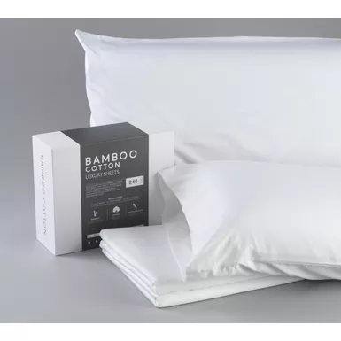 image of FlexSleep Bamboo Cotton White Sheets Queen with sku:810009165927-sby