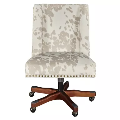 image of Delafield Office Chair Light Cow Print with sku:lfxs1410-linon