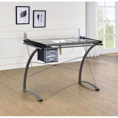 image of Melo Drafting Desk with 3-drawer Champagne with sku:aq7kbnm2mmfnb5ue3aqzuqstd8mu7mbs-overstock