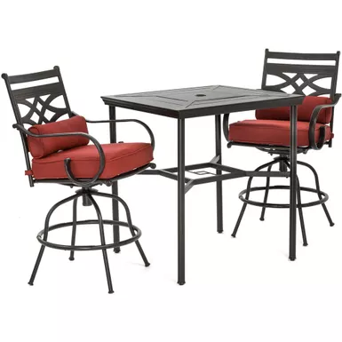 image of Montclair 3pc High Dining: 2 Swivel Chairs, 33" Square High Dining Table with sku:mclrdn3pcbrsw2-chl-almo