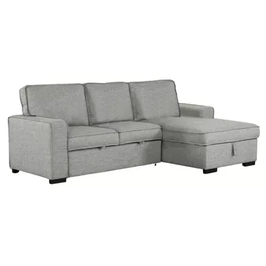 image of Wren 95 in. Light Grey 2-Piece Right Facing L Shaped Sleeper Sectional with Storage with sku:60079-primo