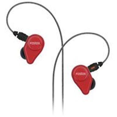 image of Fostex TE04 Closed Dynamic Stereo Earphones with In-Line Omnidirectional Electret-Condenser Microphone and Detachable Cable, Red with sku:ftxte04rd-adorama