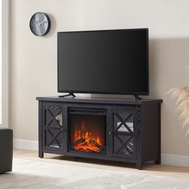 image of Colton TV Stand with Log Fireplace Insert - Black with sku:1m42trobaepuj0uc-rjf-gstd8mu7mbs-overstock