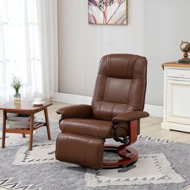 image of HomCom Faux Leather Adjustable Manual Swivel Base Recliner Chair with Comfortable and Relaxing Footrest - cream white with sku:0w7yk86lncuxaapssn4awastd8mu7mbs-overstock