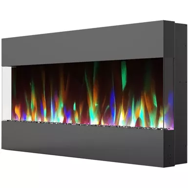 image of 42-In. Recessed Wall Mounted Electric Fireplace with Crystal and LED Color Changing Display, Black with sku:cam42recwmef-1blk-almo