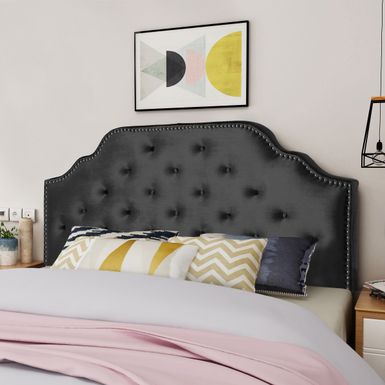 image of Silas Glam Velvet Full/Queen Headboard by Christopher Knight Home - Black with sku:u81auojztf8xsfi58ec89astd8mu7mbs-overstock