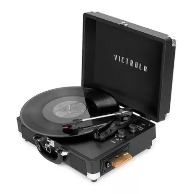 image of Victrola - Journey+ Cassette Bluetooth Suitcase Record Player - Black with sku:bb22202769-bestbuy