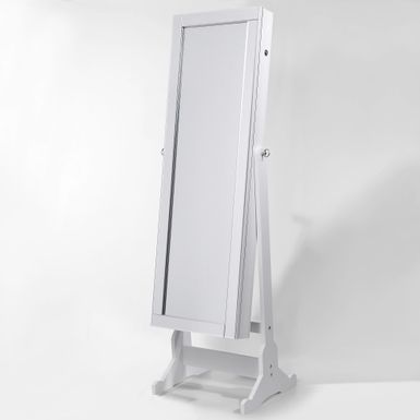 image of Shimmer Cheval Full-Length Mirror Jewelry Armoire - White with sku:ly2cmanyurxbxey-m79eeastd8mu7mbs-overstock