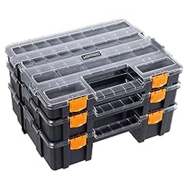 image of Tool Box Organizer - 3-in-1 Portable Parts Organizer with 52 Customizable Compartments to Store Hardware, Craft Supplies, or Beads by Stalwart (Gray) with sku:b0bnqs71fx-amazon