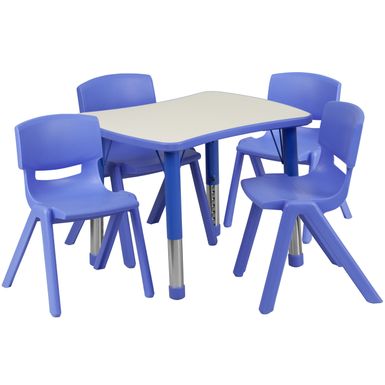 image of 21.875"W x 26.625"L Rectangle Plastic Activity Table Set with 4 Chairs - Blue with sku:td2wegolvmcct12k2fsgcqstd8mu7mbs-overstock