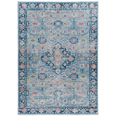 image of Herne Blue And Ivory 5X7 Area Rug with sku:lfxsr971-linon