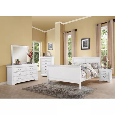 image of ACME Louis Philippe III Queen Bed, White with sku:24500q-acmefurniture