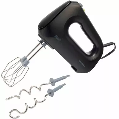 image of Braun - Multi Mix 1 Hand Mixer with Beaters, Dough Hooks and Accessory Bag with sku:hm1010bk-almo
