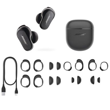 image of Bose QuietComfort Earbuds II, Triple Black with Alternate Sizing Kit with sku:bo87073010a-adorama