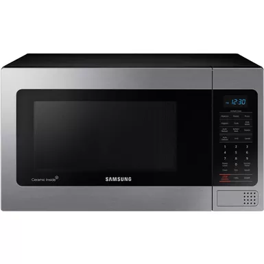 image of Samsung - 1.1 Cu. Ft. Countertop Microwave with Grilling Element - Stainless steel with sku:mg11h2020ss-abt