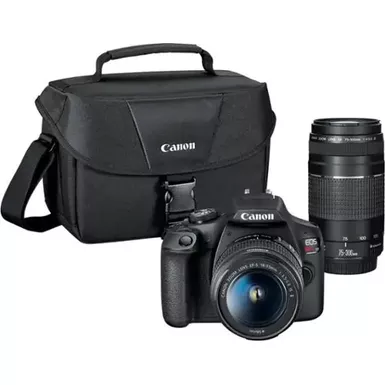 image of Canon - EOS Rebel T7 DSLR Video Two Lens Kit with EF-S 18-55mm and EF 75-300mm Lenses with sku:t7bundle-electronicexpress